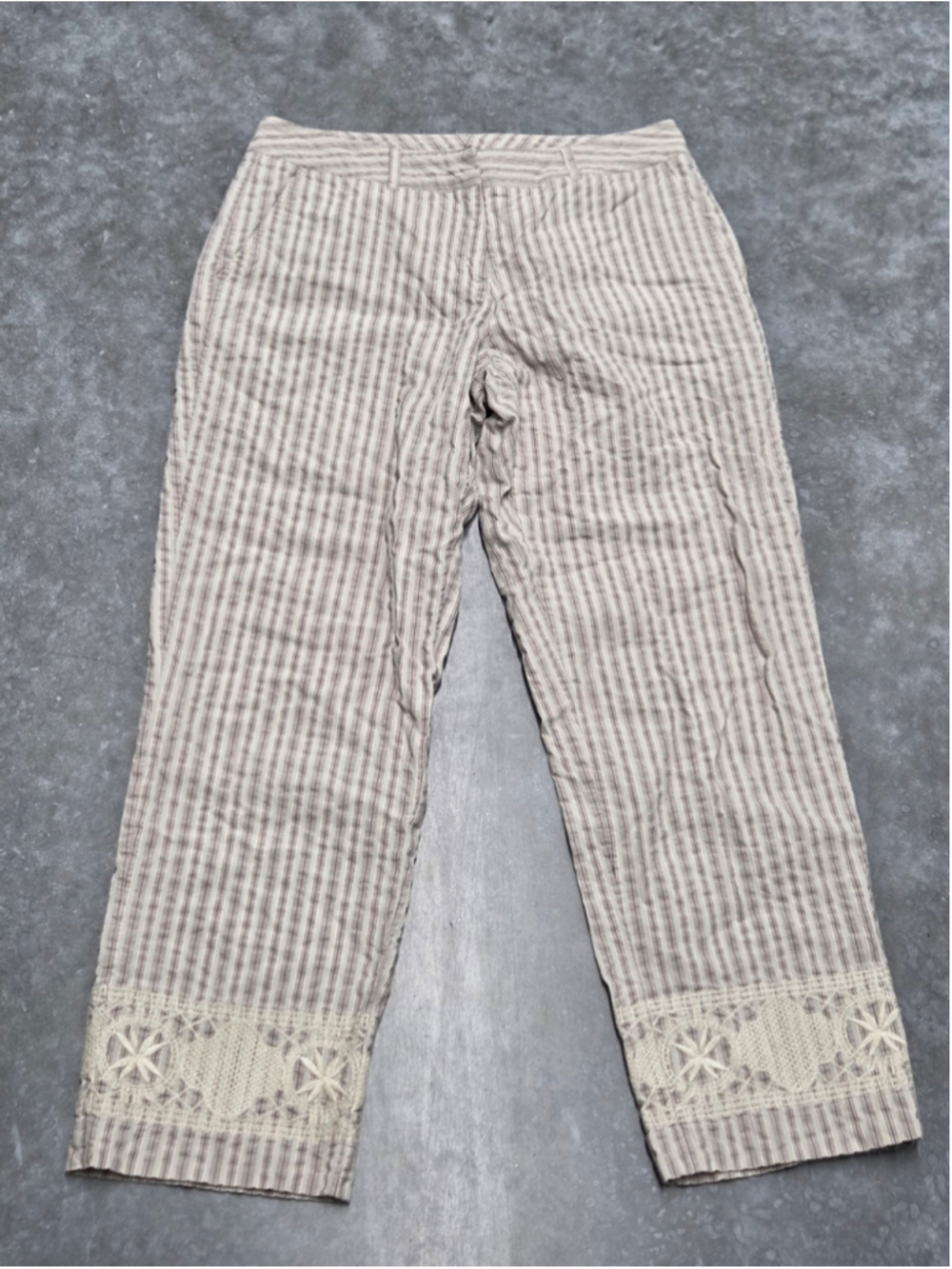 J. Jill Cream Linen-Blend Pants Crochet Cottagecore Coastal Grandmother Size 10T